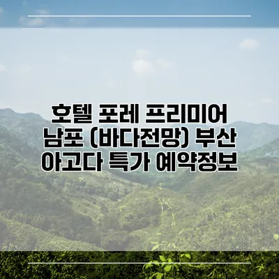 호텔 포레 프리미어 남포 (바다전망) 부산 아고다 특가 예약정보