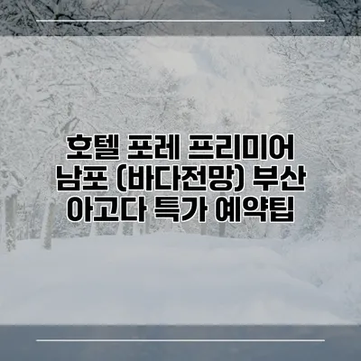 호텔 포레 프리미어 남포 (바다전망) 부산 아고다 특가 예약팁