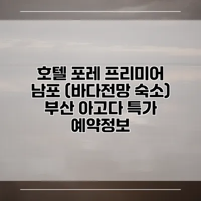 호텔 포레 프리미어 남포 (바다전망 숙소) 부산 아고다 특가 예약정보