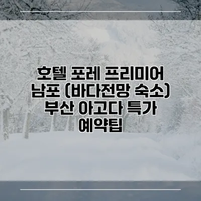 호텔 포레 프리미어 남포 (바다전망 숙소) 부산 아고다 특가 예약팁