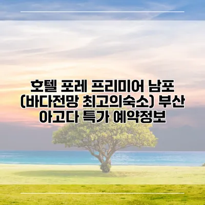 호텔 포레 프리미어 남포 (바다전망 최고의숙소) 부산 아고다 특가 예약정보
