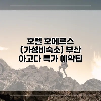호텔 호메르스 (가성비숙소) 부산 아고다 특가 예약팁