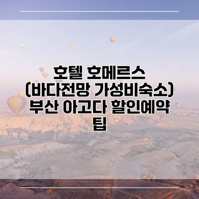 호텔 호메르스 (바다전망 가성비숙소) 부산 아고다 할인예약 팁