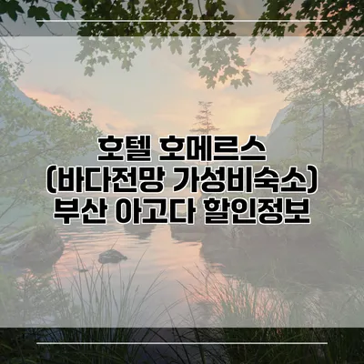 호텔 호메르스 (바다전망 가성비숙소) 부산 아고다 할인정보