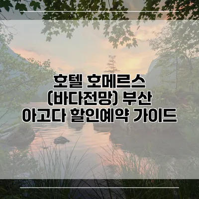 호텔 호메르스 (바다전망) 부산 아고다 할인예약 가이드