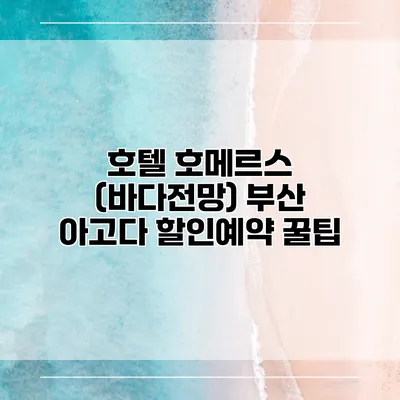 호텔 호메르스 (바다전망) 부산 아고다 할인예약 꿀팁