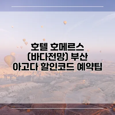 호텔 호메르스 (바다전망) 부산 아고다 할인코드 예약팁