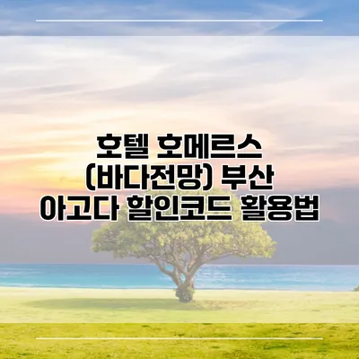호텔 호메르스 (바다전망) 부산 아고다 할인코드 활용법