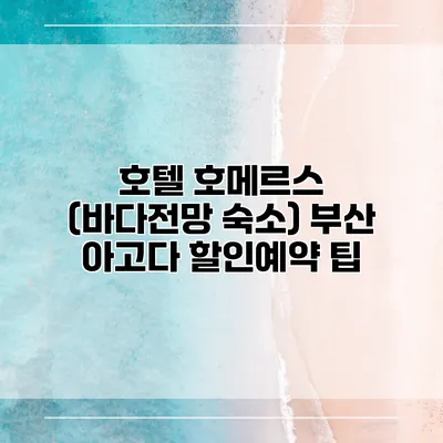 호텔 호메르스 (바다전망 숙소) 부산 아고다 할인예약 팁