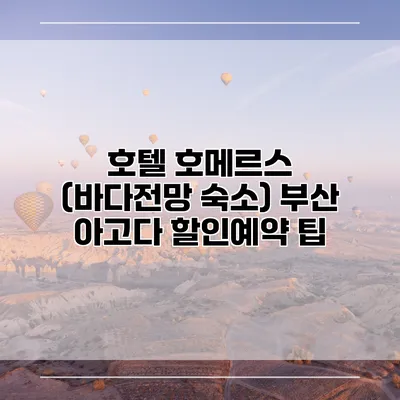 호텔 호메르스 (바다전망 숙소) 부산 아고다 할인예약 팁