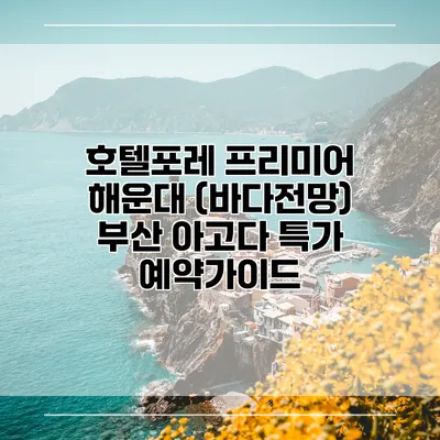 호텔포레 프리미어 해운대 (바다전망) 부산 아고다 특가 예약가이드