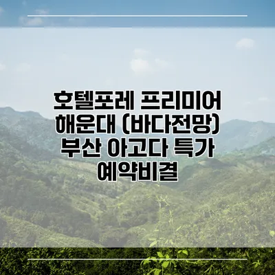 호텔포레 프리미어 해운대 (바다전망) 부산 아고다 특가 예약비결