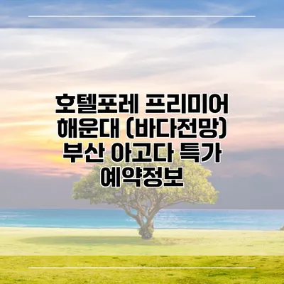 호텔포레 프리미어 해운대 (바다전망) 부산 아고다 특가 예약정보