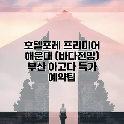 호텔포레 프리미어 해운대 (바다전망) 부산 아고다 특가 예약팁