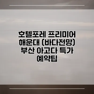 호텔포레 프리미어 해운대 (바다전망) 부산 아고다 특가 예약팁