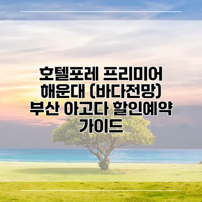 호텔포레 프리미어 해운대 (바다전망) 부산 아고다 할인예약 가이드
