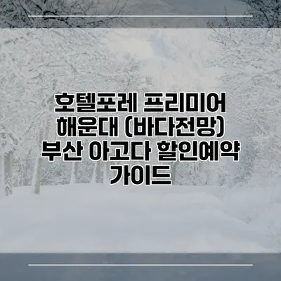 호텔포레 프리미어 해운대 (바다전망) 부산 아고다 할인예약 가이드