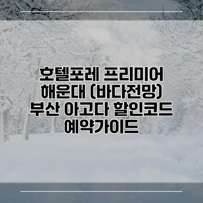 호텔포레 프리미어 해운대 (바다전망) 부산 아고다 할인코드 예약가이드