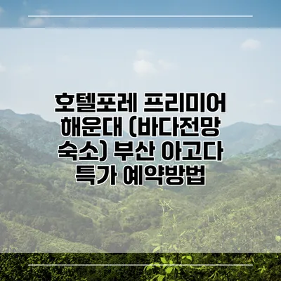 호텔포레 프리미어 해운대 (바다전망 숙소) 부산 아고다 특가 예약방법
