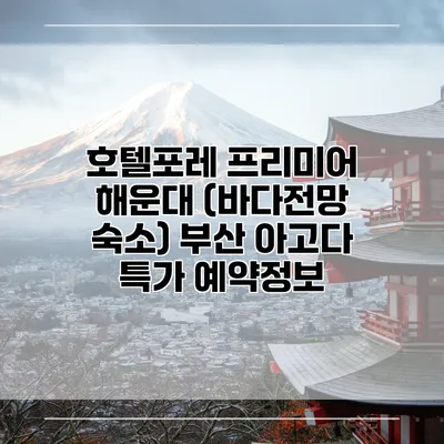 호텔포레 프리미어 해운대 (바다전망 숙소) 부산 아고다 특가 예약정보